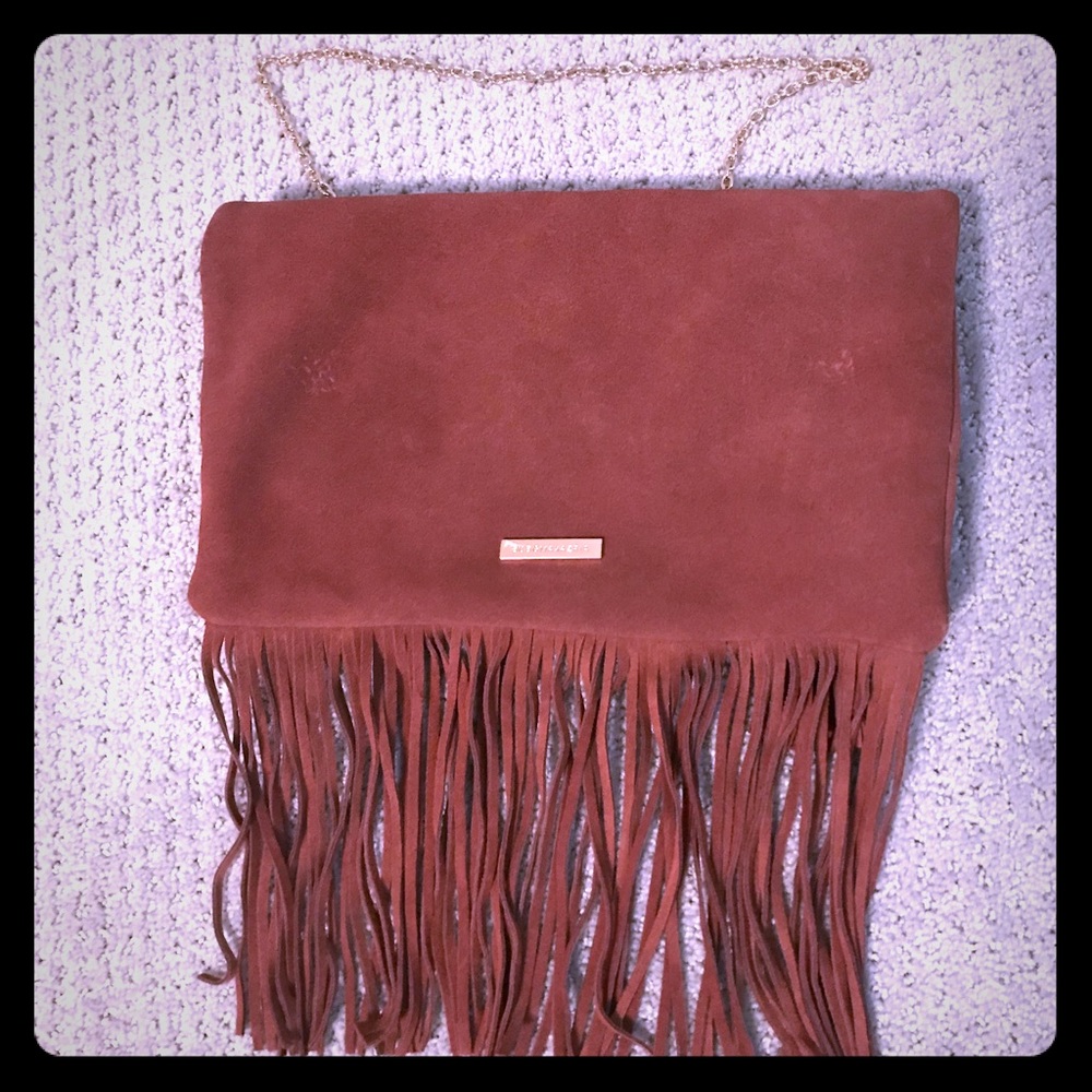 BCBG Maxazria Suede fringe purse
